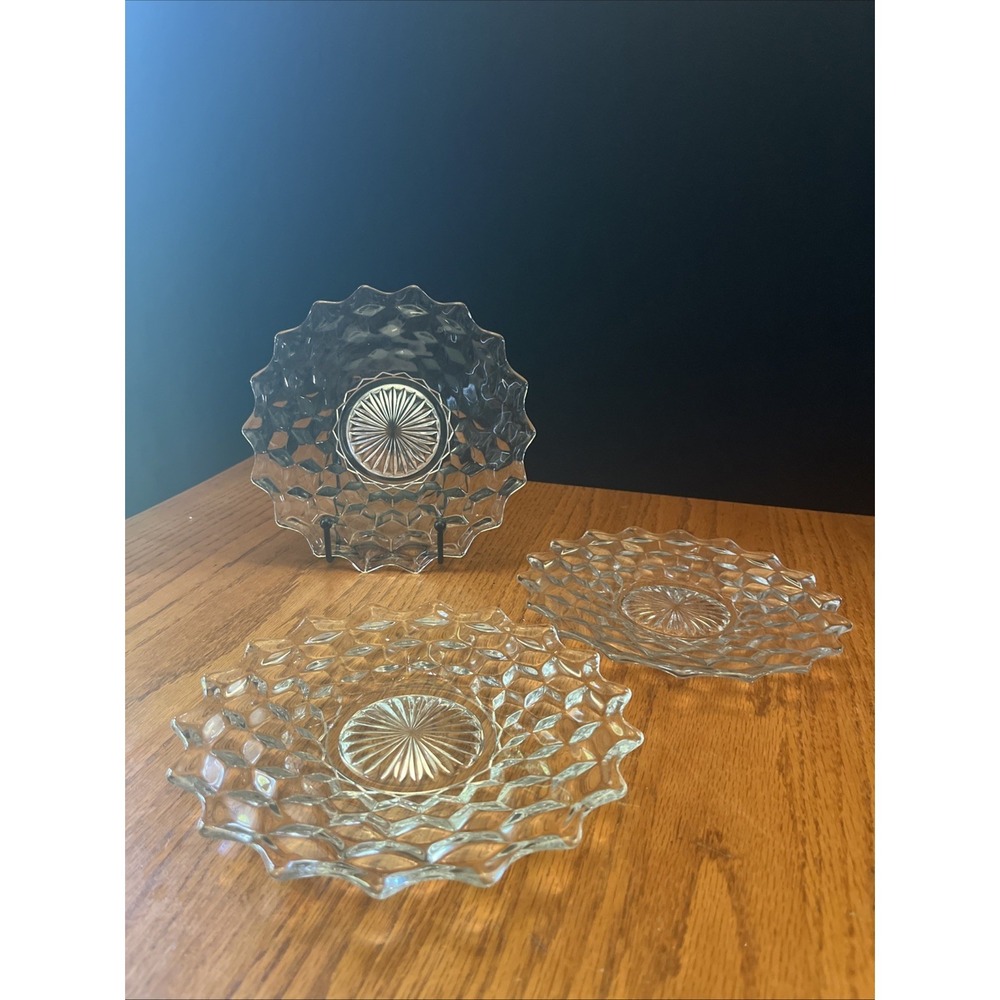 Set of 3 Fostoria American‎ 7 ¾" Salad Plates EUC